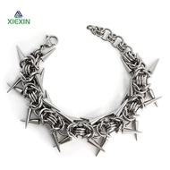HanxiStyle Punk Grunge Ro Rivet Bracelet Cool Niche Bracelet Goth Charm Jewelry Hip Hop Accessories 