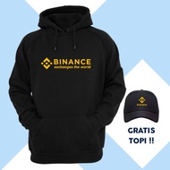 CRYPTO BINANCE BITCOIN CRYPTOCURRENCY BNB BLACK HOODIE SWEATER FREE HAT
