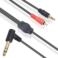 Duttek 90 Degree 1/4" to 1/8" and RCA TRS Stereo Audio Cable, 2 in 1 Right Angled 6.35mm Male to 3.5
