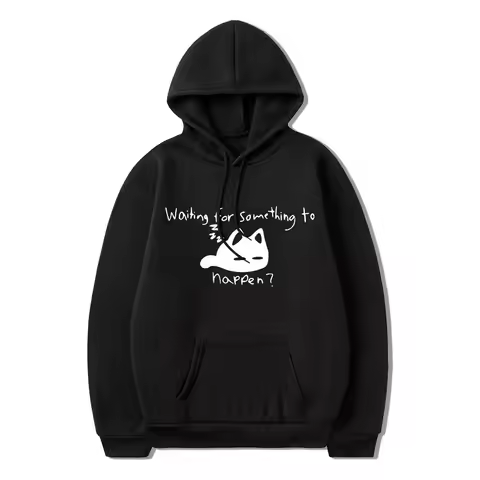 Manga Waiting for Something To Happen Omori Cat Print Hoodie Funny Cats Lover Sweatshirts Harajuku A