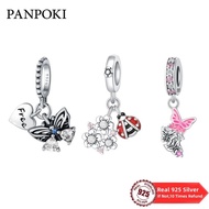 Genuine 100% 925 Sterling Silver Ladybug Flowers Beads Charm Pendant Fit Original Bracelet Bangle Women Diy Fine Jewelry