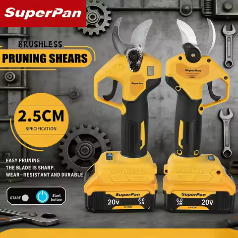 SuperPan Battery Pruning Shears Professional 45mm 4 Gears 1500W Brushless SK5 Blade 6.0AH Garden For