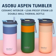 [Asobu] Aspen Tumbler 600ml – Ceramic Interior, Leak-Proof Straw Lid, Double-Wall Thermal Bottle