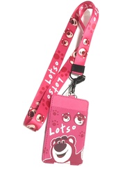 LTS SB  ที่ใส่บัตร  พร้อมสายคล้องคอ ลาย ล๊อตโซ่ หมีสตรอว์เบอร์รี  งานดี สวยงาม สำหรับ บัตร 6x8 cm (b