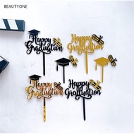 TOPBEAUTY Cake Toppers Cake Decorations Party Supplies Gold Bachelor Cap Student Graduation Ceremony Decor Happy Graduation