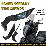 Horus Winglet Side Mirror 28cm Large Full Alloy Adjustable Mirror Mount Walang Grado Clear Lens Univ