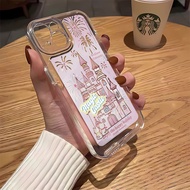 Pink Fireworks Castle Space Phone Case For iPhone 7 8 Plus XS MAX X XR 14 Pro Max 11 12 13 15 Pro Max SE 2020 Cover Shockproof Clear
