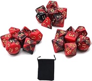 DollaTek Polyhedral Dice Set Table Games Dice 3 Sets Dice 3 x 7 (21 Pieces) Dice Series D20 D12 D10 