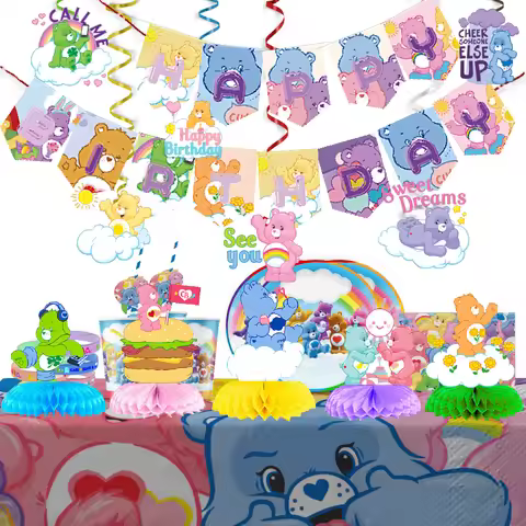 Disney Care Bears Themed Happy Birthday Party Supplies Decoration Disposable Tableware Plates Cups S