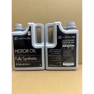 Lexus 5W40 4LITRE API SN Fully Synthetic Engine Oil  (Free Mileage Sticker) Minyak Hitam Lexus 5W-40