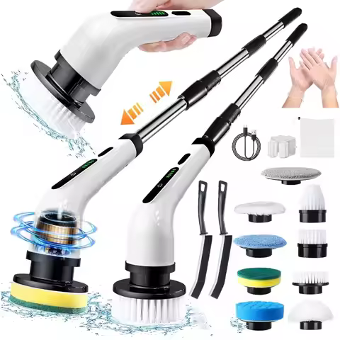 2026 Electric Rotating Floor Scrubber, Rechargeable Cleaning Brush, Shower Floor Scrubber, with 9 Br