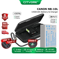 CITYORK NB-10L 1400mAh Canon Camera Battery & 3IN1 Charger For G15 G16 G1X SX40 SX50 SX60HS GX3 HS