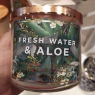 Bath and Body Works 3 Wick Candle Fresh water &amp; Aloe