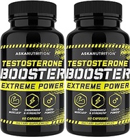 Testosterone Booster for Men - Male Enhancing Supplement with Goat Weed &amp; Tongkat Ali - Muscle Builder Enlargement Pills - Natural Test Booster Increased Desire, Energy, Stamina, Libido (2 PACK)
