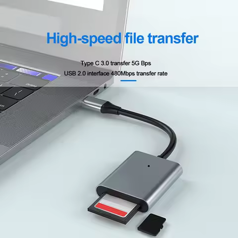 2-in-1 SD3.0/SD4.0+TF Card Reader Adapter Read 2 Cards Simultaneously USB C TF SD Card Adapter Card