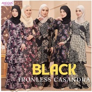 BLACK** BAJU KURUNG IRONLESS CASANDRA BY ANGGUN COTTON COLLETION