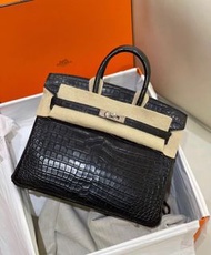 Hermes birkin 25 黑银鳄鱼
