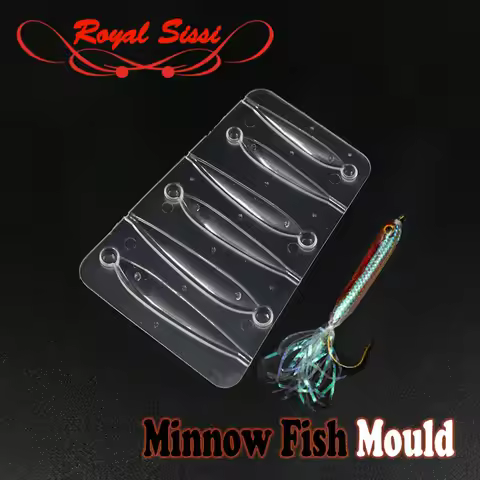 RoyalSissi new one plate of minnow fish shape fly tying UV resin mould with long shank fly hooks new