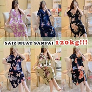 Baju Tidur Wanita Dress Pijamas Corak Bunga Sleepwear Women One Piece Pyjamas Perempuan Pajamas Dres