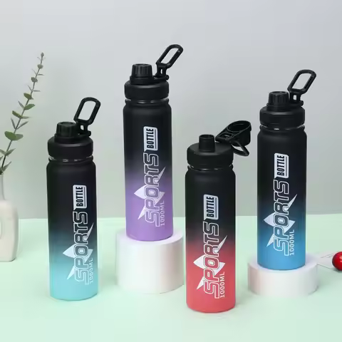 1 Litre Sports Water Bottle Leak Proof Colorful Plastic Cup Drinking Bottle for Outdoor Travel Porta
