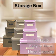 Storage Box Cube Box Fabric Foldable Collapsible Storage Box Storage Basket with Cover Kotak Simpan 