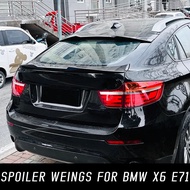 For BMW X6 E71 2008-2014 Bodykit Car Rear Trunk Lid Ducktail Lip Spoiler Wings Black Carbon Exterior