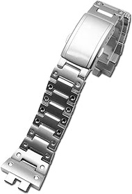 GANYUU Watch accessories for Casio G-SHOCK-GMW-B5000 solid stainless steel strap small square bracelet chain (Color : Silver, Size : B5000)