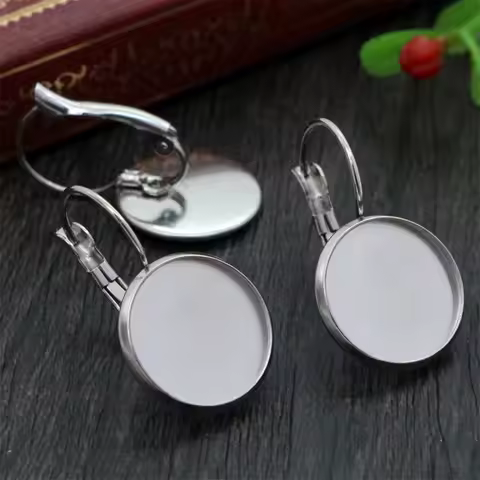 ( No Fade ) 14mm 16mm 18mm 10pcs Stainless Steel French Lever Back Earrings Blank/Base,Fit 14 16 18 