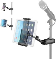 新年禮物🎁 實體店鋪(Holder$168 /With stand 1 $320/With stand 2 $380 / With stand 3 $480) Tablet Holder for Mic Stand, Adjustable Microphone Music Stand Phone Holder Mount, Compatible with iPad, iPhone, Android, All 4.7 to 11-inch Tablets &amp; Smartphones 平板電腦手機支架 樂譜架