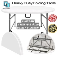 1.0.KT-WARE 4ft 5ft Round Foldable Banquet Table Portable Round Multifunctional Dining Table Meja Li