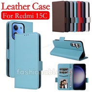 For Redmi15C 5G Flip Leather Phone Case For Redmi 15 C 15C Redmi15 C Redmi15C 2025 Magnetic Bracket 