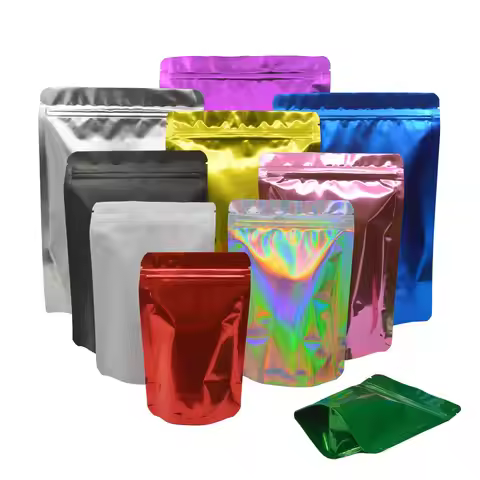 8.5x13cm Reusable Spice Powder Zip Lock Pack Mylar Bags Pouches Coffee Herb Pouch Laser Aluminium Fo