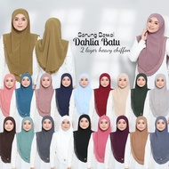 BORONG - TUDUNG SARUNG DAHLIA SULAM DIAMOND CHIFFON 2 LAYER (FREE SIZE)