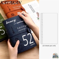 KATAKAN Savings Binder, 6-holes A5 52 Week Savings Challenge Binder, Funny Reusable Leather with Cas