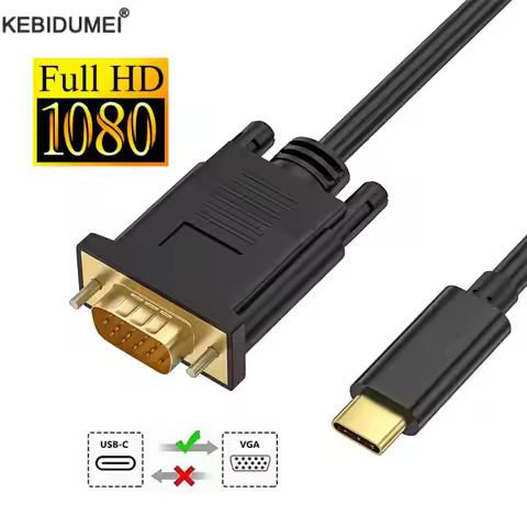 USB Type C 3.1 to VGA Adapter 1080P Type-C Male to DVI Male Video Converter Cable For HDTV Projector