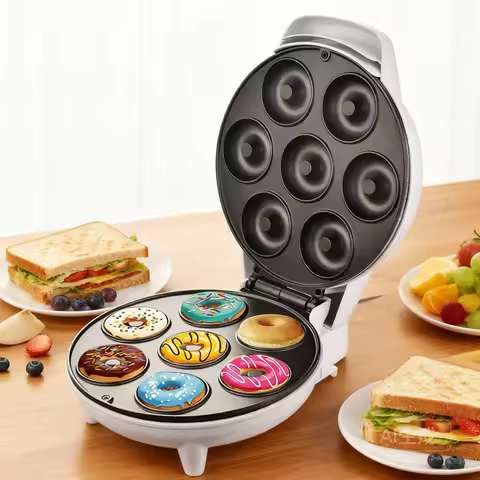 Mini Donut Machine Household Doughnut Maker for Kitchen Donut Machine Dessert 7 Holes 220V EU Plug/1
