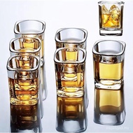 6 Pack Heavy Base Shot Glasses Set, 2.2 oz Clear Tequila Square Shot Glass Bulk, Espresso Shot Glass