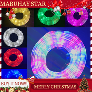 MABUHAY STAR Christmas Lights 5M/10M LED Round Three Strings Rope Lights Steady/Twinkle Tube Strip L