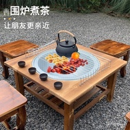 ST-⚓Stove Tea Cooking Solid Wood Table Home Indoor Outdoor Barbecue Grill Heating Carbon Stove Rural Old-Fashioned Charc