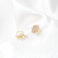 雲朵雨滴 天然母貝鋯石 耳環