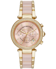 MICHAEL KORS นาฬิกาข้อมือผู้หญิง รุ่น MK6326 Parker Chronograph Pink Acetate and Gold-Tone - Gold