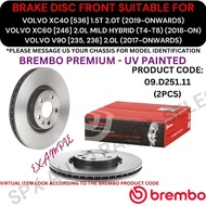 BREMBO GENUINE DISC BRAKE ROTOR (FRONT) FOR VOLVO XC40 [536] / VOLVO XC60 [246] / V90 [235, 236] '17