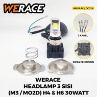 Promo WERACE LED 3 Sides Headlamp 30 Watt 2 Modes Far Near 3 Wires H4/H6 COD