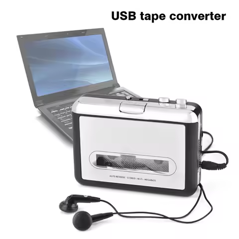 USB Cassette Tape to PC MP3 CD Switcher Converter Capture Audio Music Player with Headphones Cassett