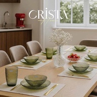 Set of 6 CRISTA HOME glassPieces with embossed mesh pattern matcha green: 80054-G