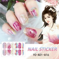 YC-A01-16 Finger DIY Nail Sticker Fashion 3D Bronzing Nail Sticker False Nails Art 12Pcs/sheet