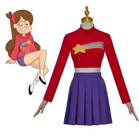 Mabel Pines Cosplay Costume Gravity Mabel Pines Sweatshirt with skirts set women Halloween Mabel Pin