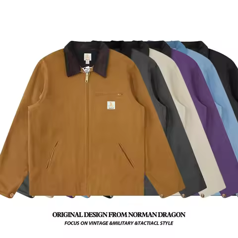 Men's Spring Detroit Jacket: Casual Vintage Washed Corduroy Collar with Varsity Utility, Mesh Lining