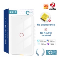 MORE US Model White Tuya Zigbee Smart Touch Switch 1 Gang | No Need Neutral & Capacitor | 100 - 240V