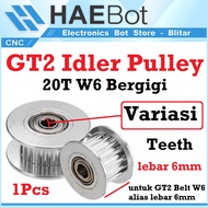 [HAEBOT] GT2 Idler Pulley 20T W6 Geared Bore 3 4 5 6mm with Teeth Width 6mm W6 Timing Belt Toothed C